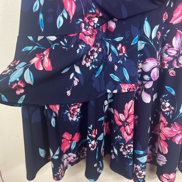 Signature by Robbie Bee Blue and Pink Asymmetrical Sundress - Picture 5 of 8